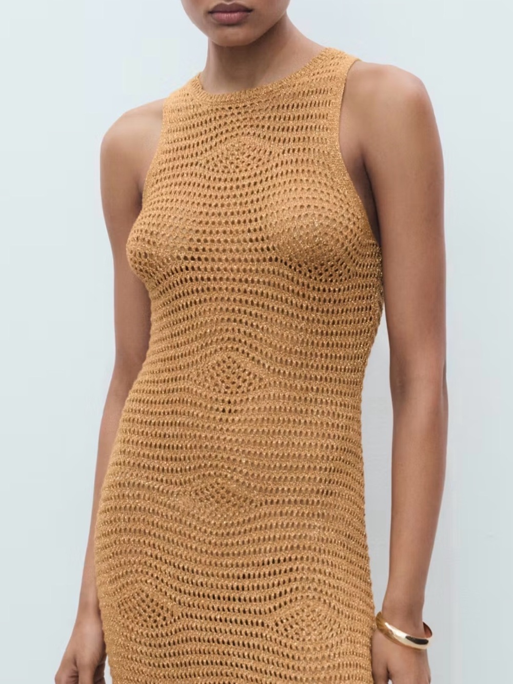 NWT Mango Long Lurex Crochet Swim Coverup